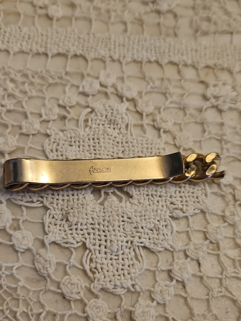 ANSON Chain Link Tie/Lapel Bar Clip Vintage    EUC